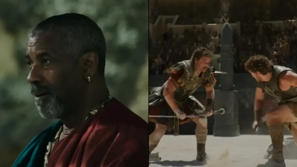 Denzel Washington says his same-sex kiss was cut from Gladiator 2