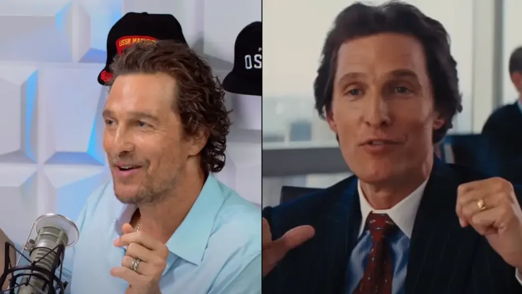 Matthew McConaughey explained how unscripted moment became one of Wolf of Wall Street’s most iconic scenes