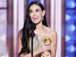 Demi Moore Wins First Golden Globe at 62: "Put Down the Measuring Stick"