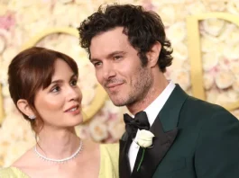 Adam Brody and Leighton Meester Couple-Coordinated in Green During Rare Appearance at the Golden Globes