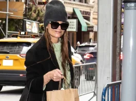 Katie Holmes Swapped Her Winter Neutrals for a Spring-Ready Mint Green Sweater and Jeans