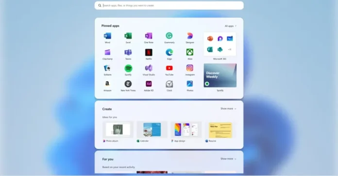 Windows-11-Start-menu-uj-dizajn-es-koncepciok Windows 11 Start menü: új dizájn és koncepciók