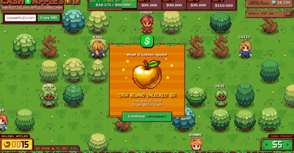 Valódi pénz virtuális fák kattintásával: Cash Apples játék